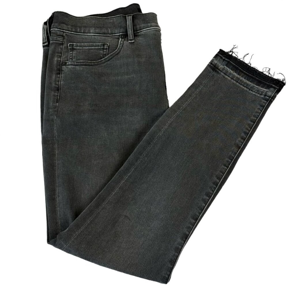 NWT Express Mid Rise Black Raw Drop Hem FlexX Skinny Jeans Size 8R